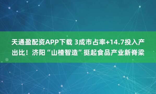 天通盈配资APP下载 3成市占率+14.7投入产出比！济阳“山楂智造”挺起食品产业新脊梁