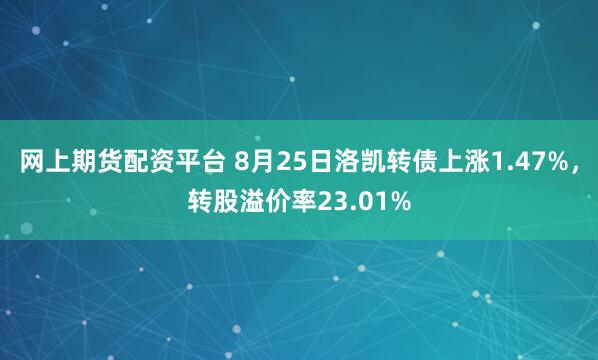 网上期货配资平台 8月25日洛凯转债上涨1.47%，转股溢价率23.01%